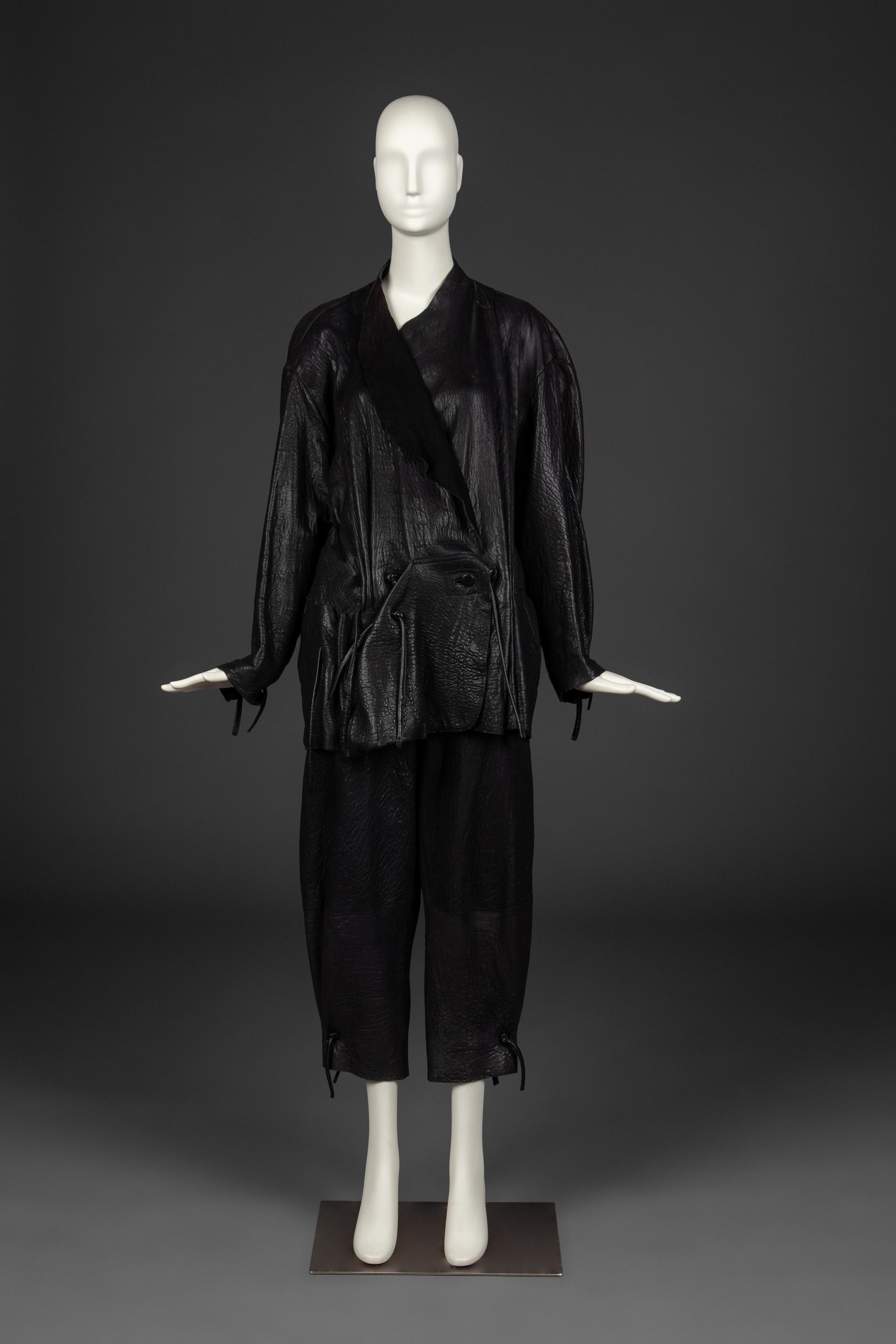 Issey Miyake Black Leather Ensemble, 1980s