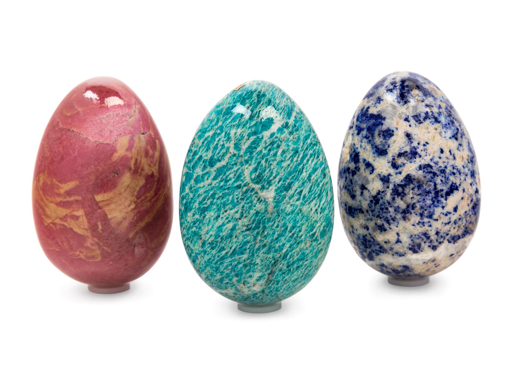 A Collection of Sixty-Six Russian Hardstone and Semi-Precious Stone Eggs