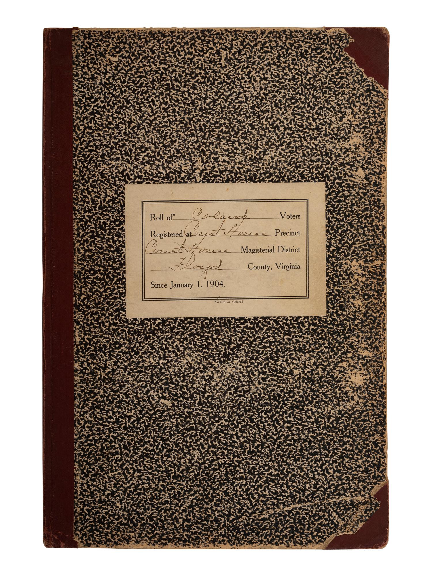 [CIVIL RIGHTS]. Ledger recording "colored voters" registered at the Floyd County, VA Court House, 1920-1960.