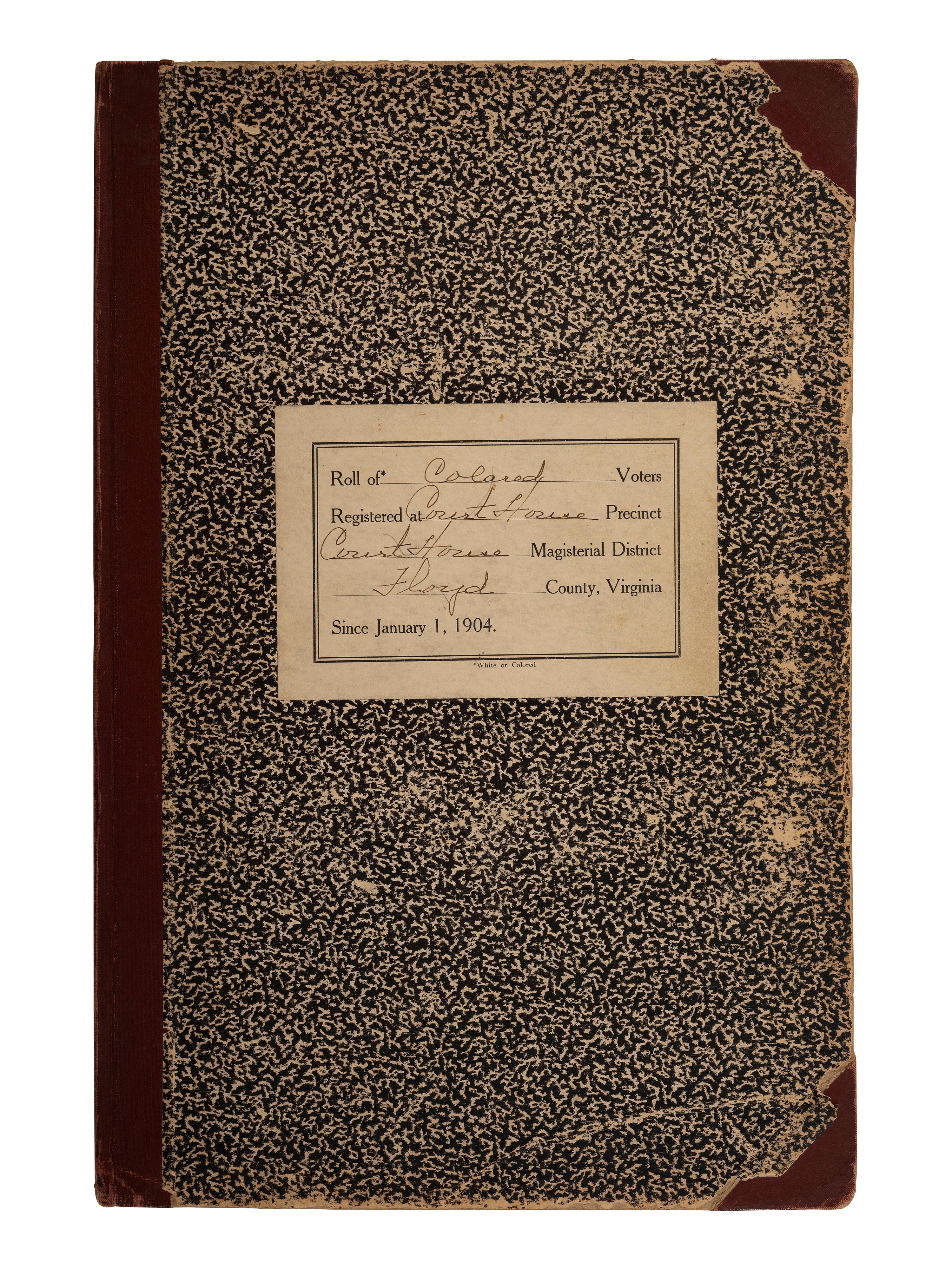 [CIVIL RIGHTS]. Ledger recording "colored voters" registered at the Floyd County, VA Court House, 1920-1960.