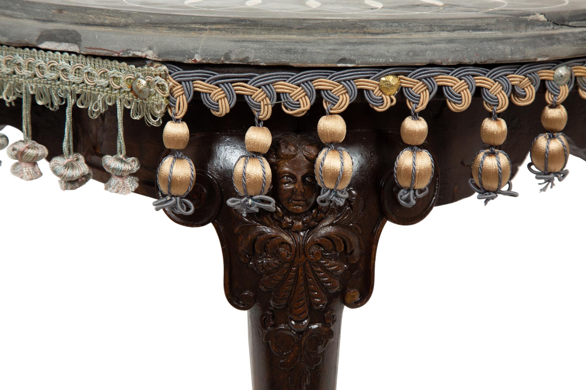 A George II Style Carved Walnut Scagliola-Top Side Table