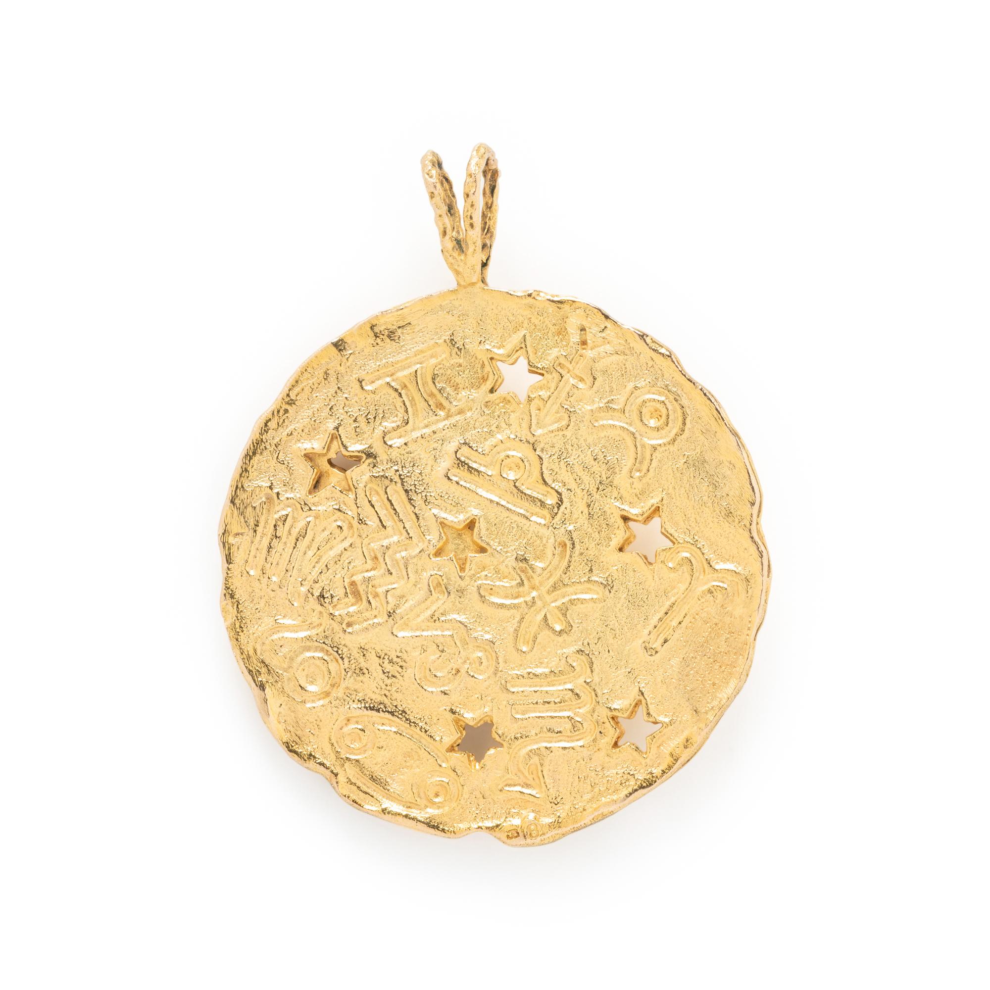 YELLOW GOLD ARIES ZODIAC PENDANT