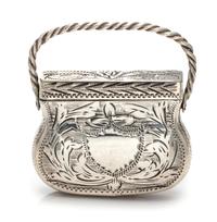 A George III Silver Vinaigrette, Maker's Mark GW, Birmingham, Likely 1768, in the form of a purse.