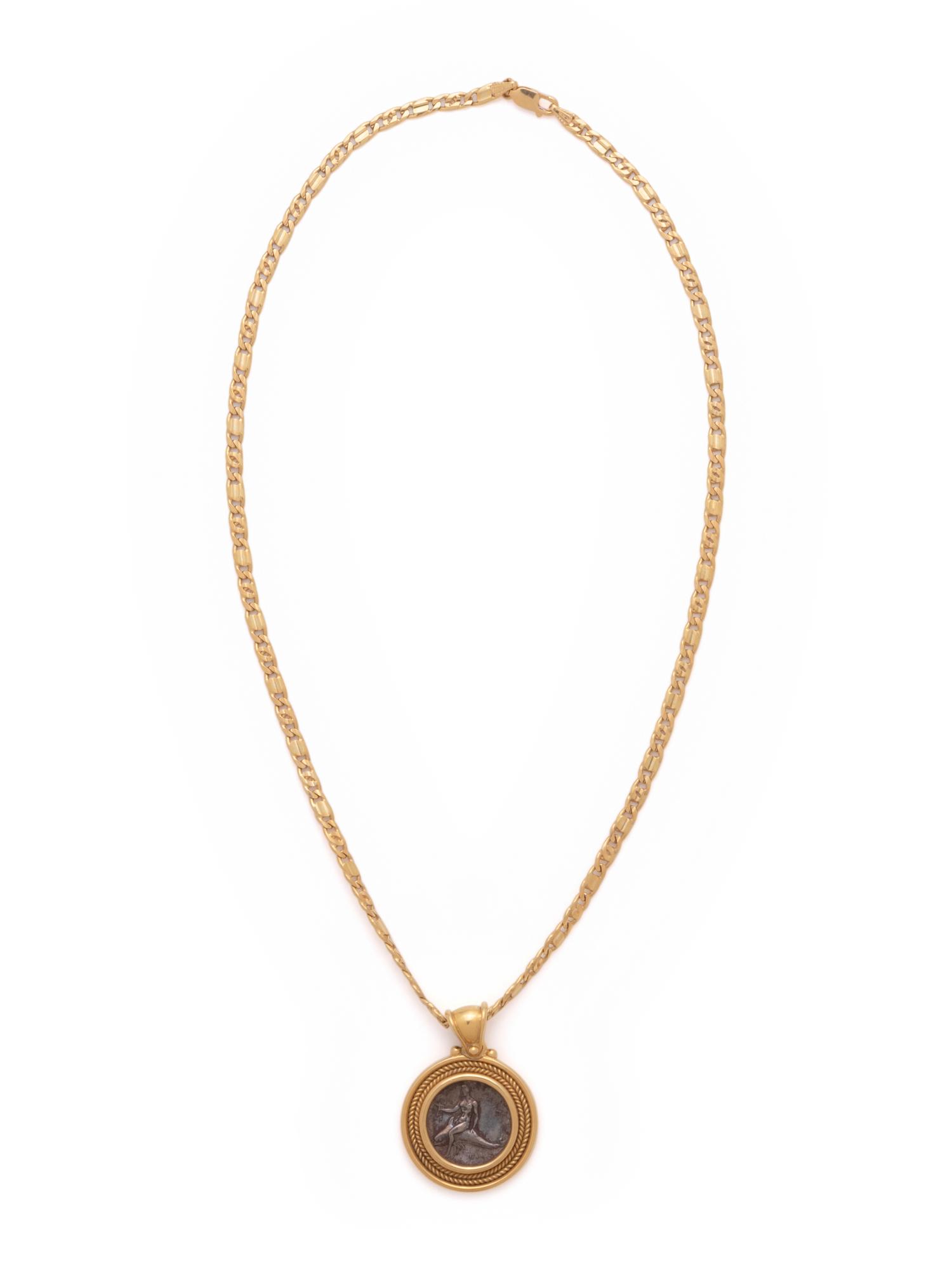 YELLOW GOLD AND ANCIENT GREEK COIN PENDANT/NECKLACE