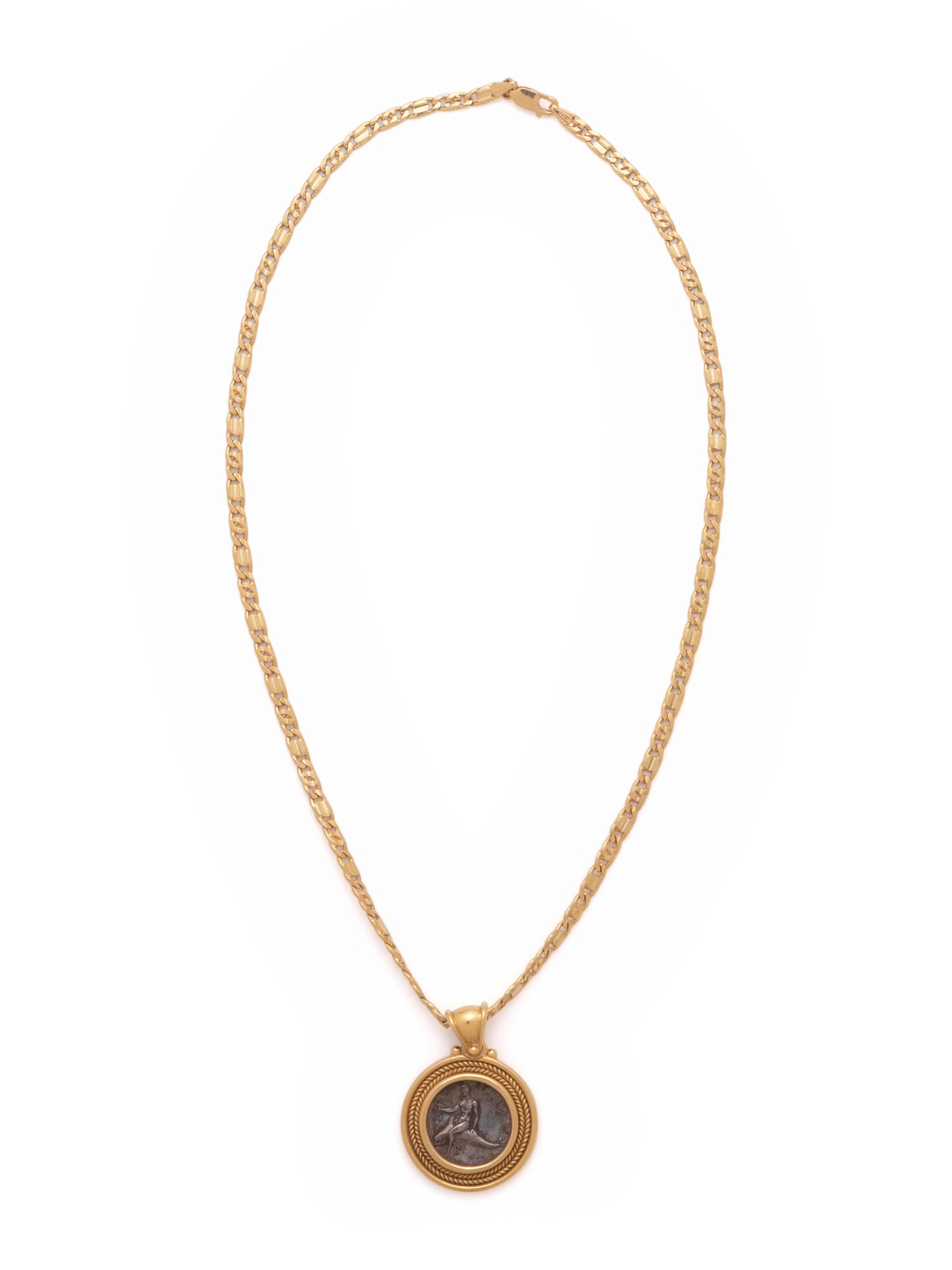 YELLOW GOLD AND ANCIENT GREEK COIN PENDANT/NECKLACE