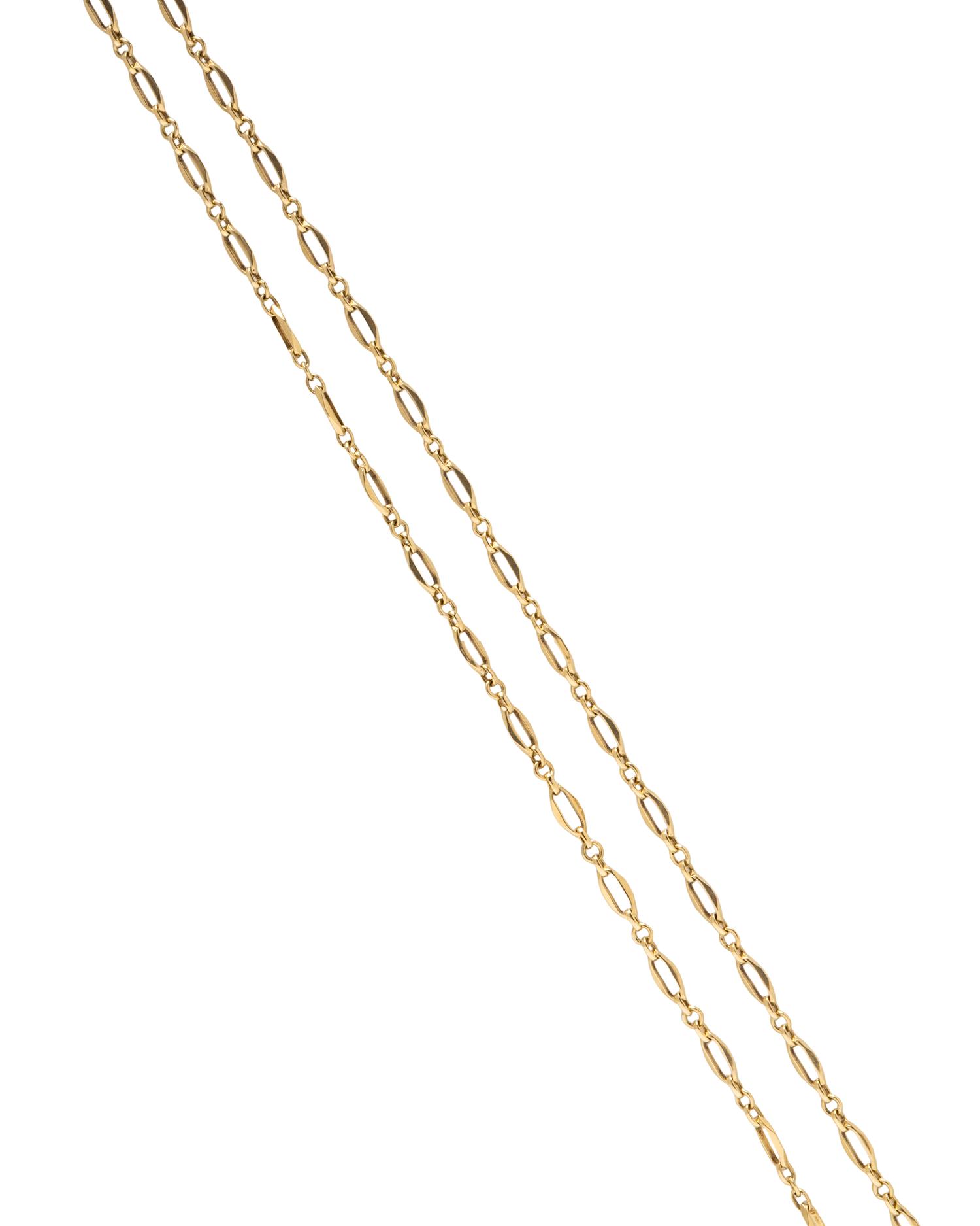 YELLOW GOLD LONG CHAIN NECKLACE