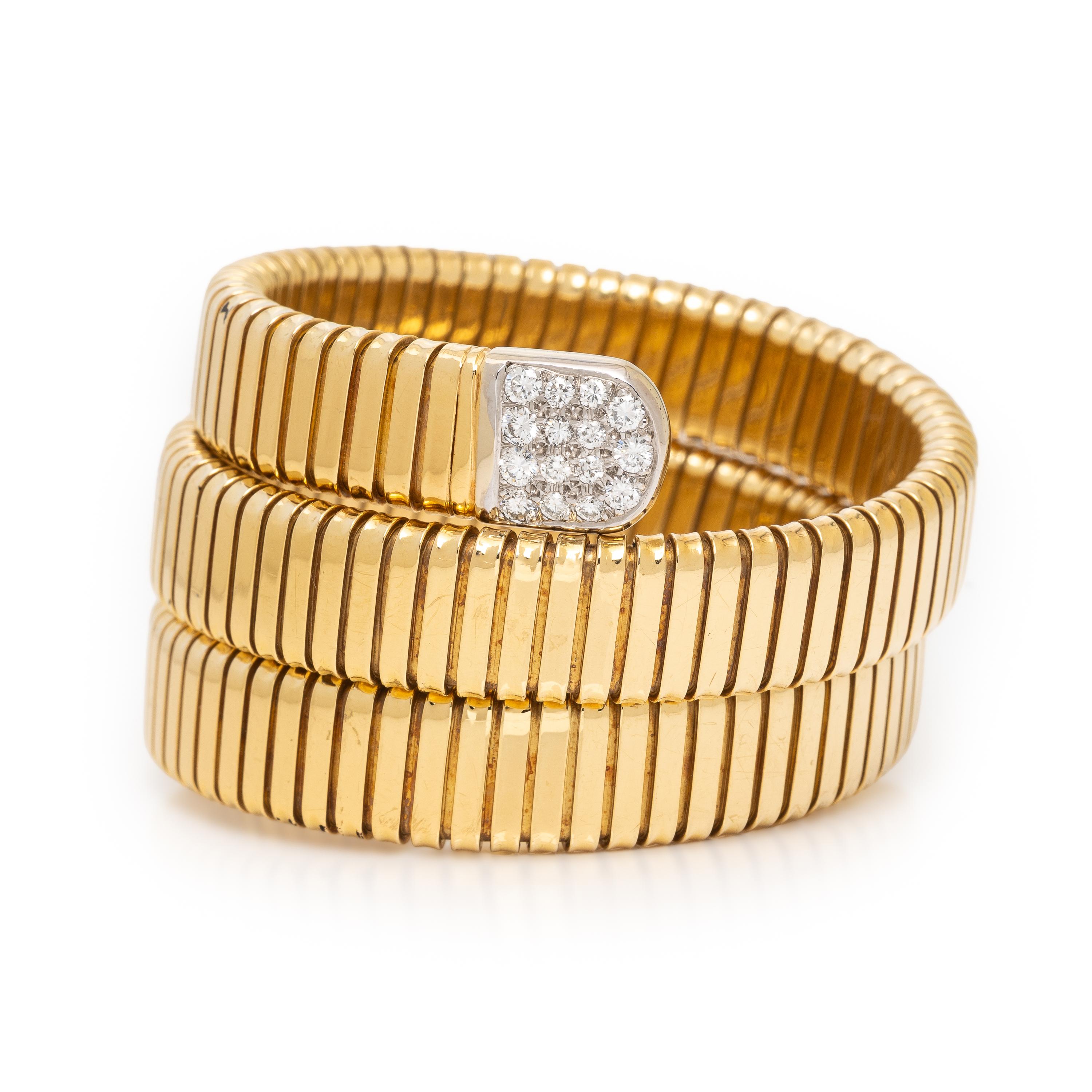 Diamond and Yellow Gold Tubogas Bracelet