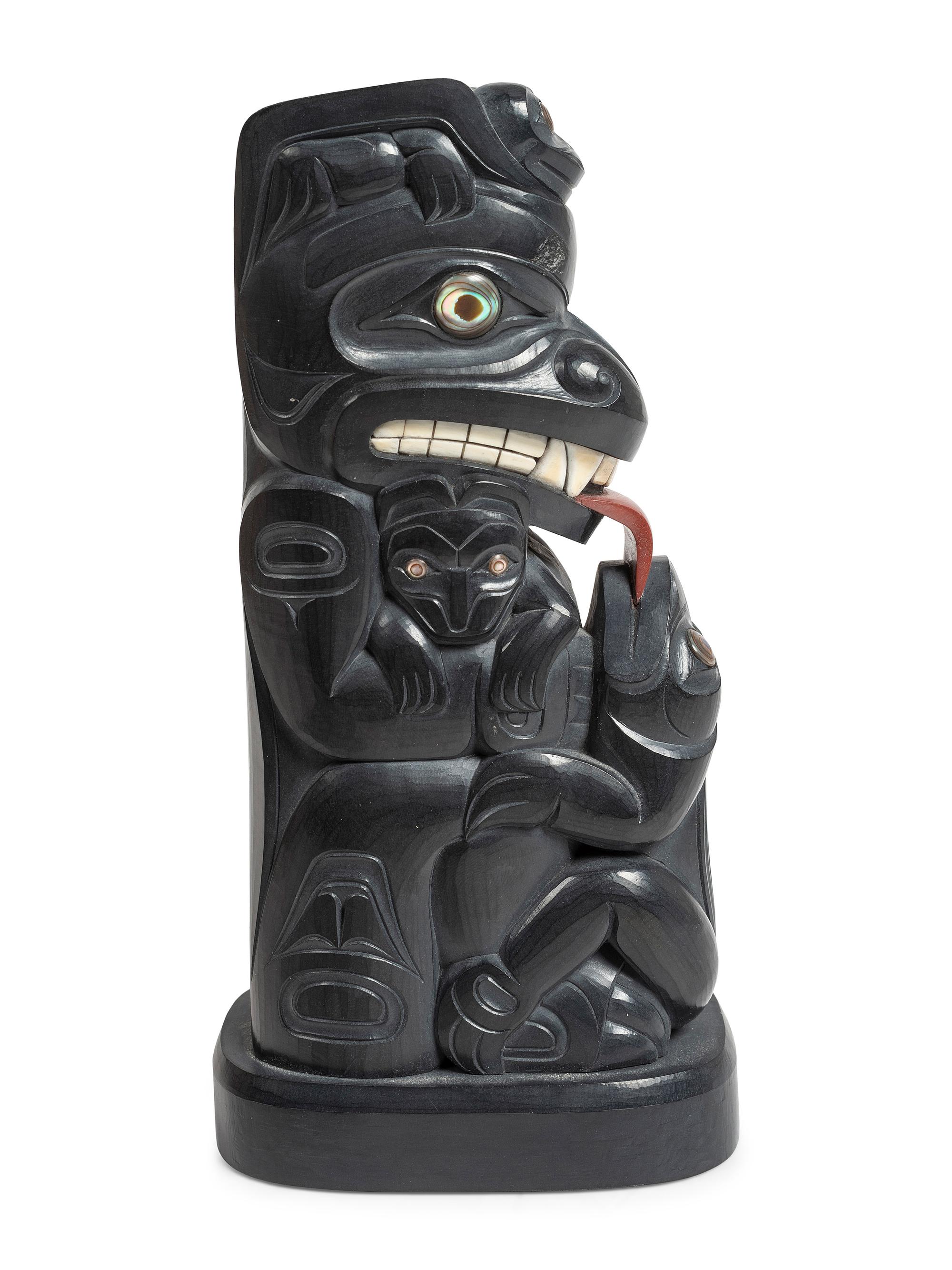 Carved Argillite Totem Pole