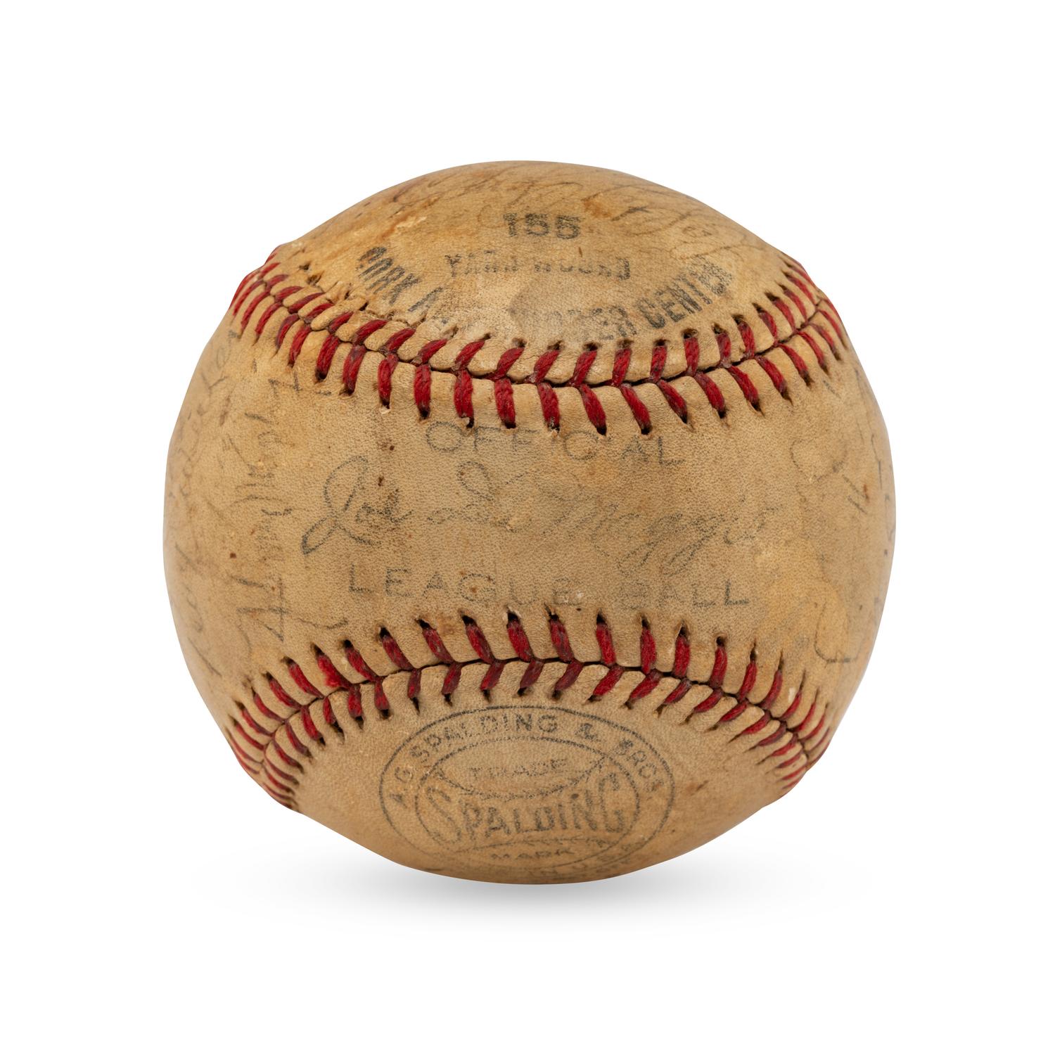 A 1938 World Series Champions New York Yankees Team Signed Autograph Baseball Featuring Lou Gehrig (Beckett Authentication Services Letter of Authenticity)