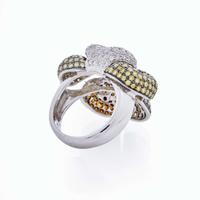 An 18K White Gold and Multi-Colored Diamond Ring