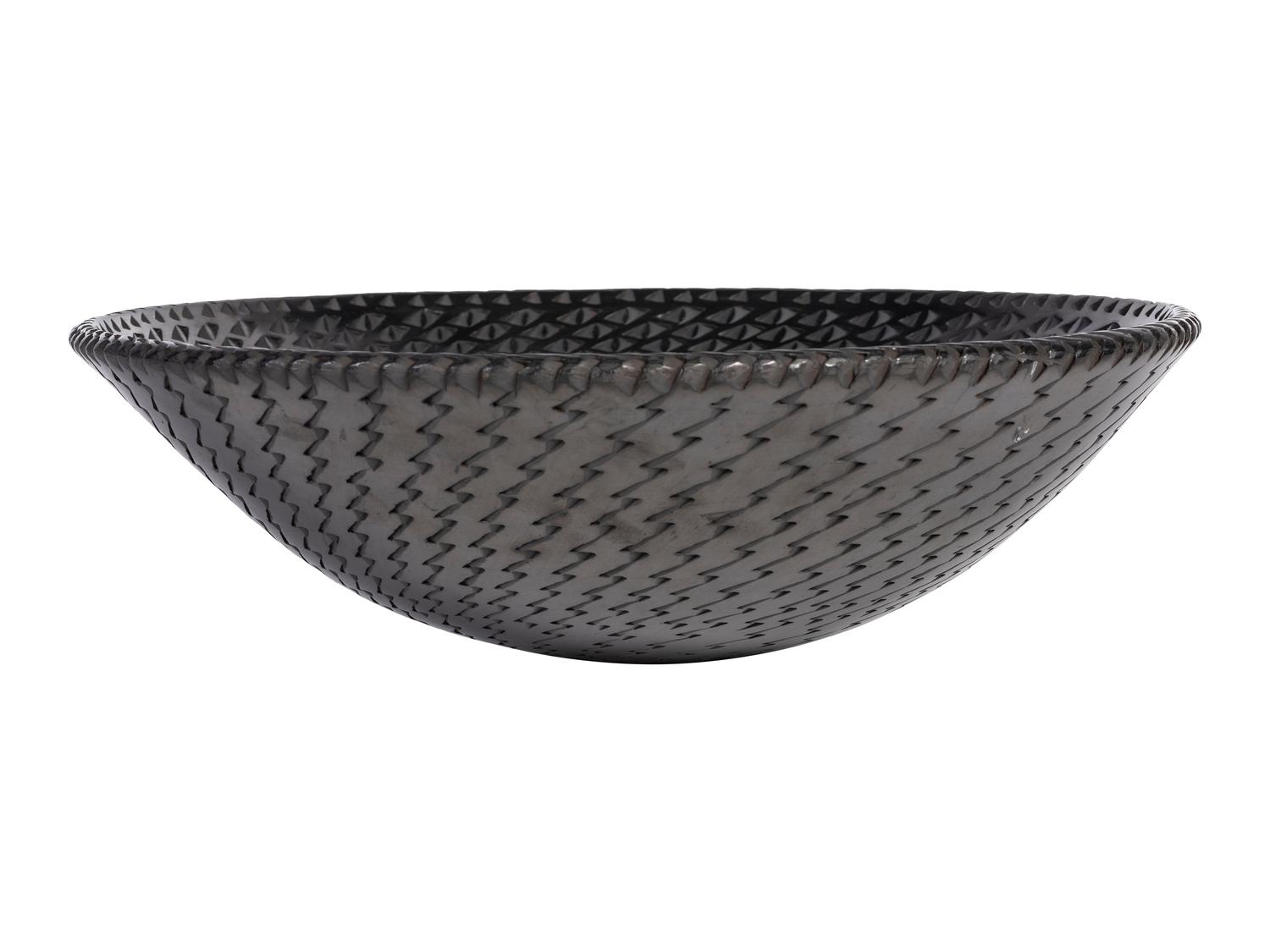 Blackware Pottery Bowl, with Gunmetal Finish