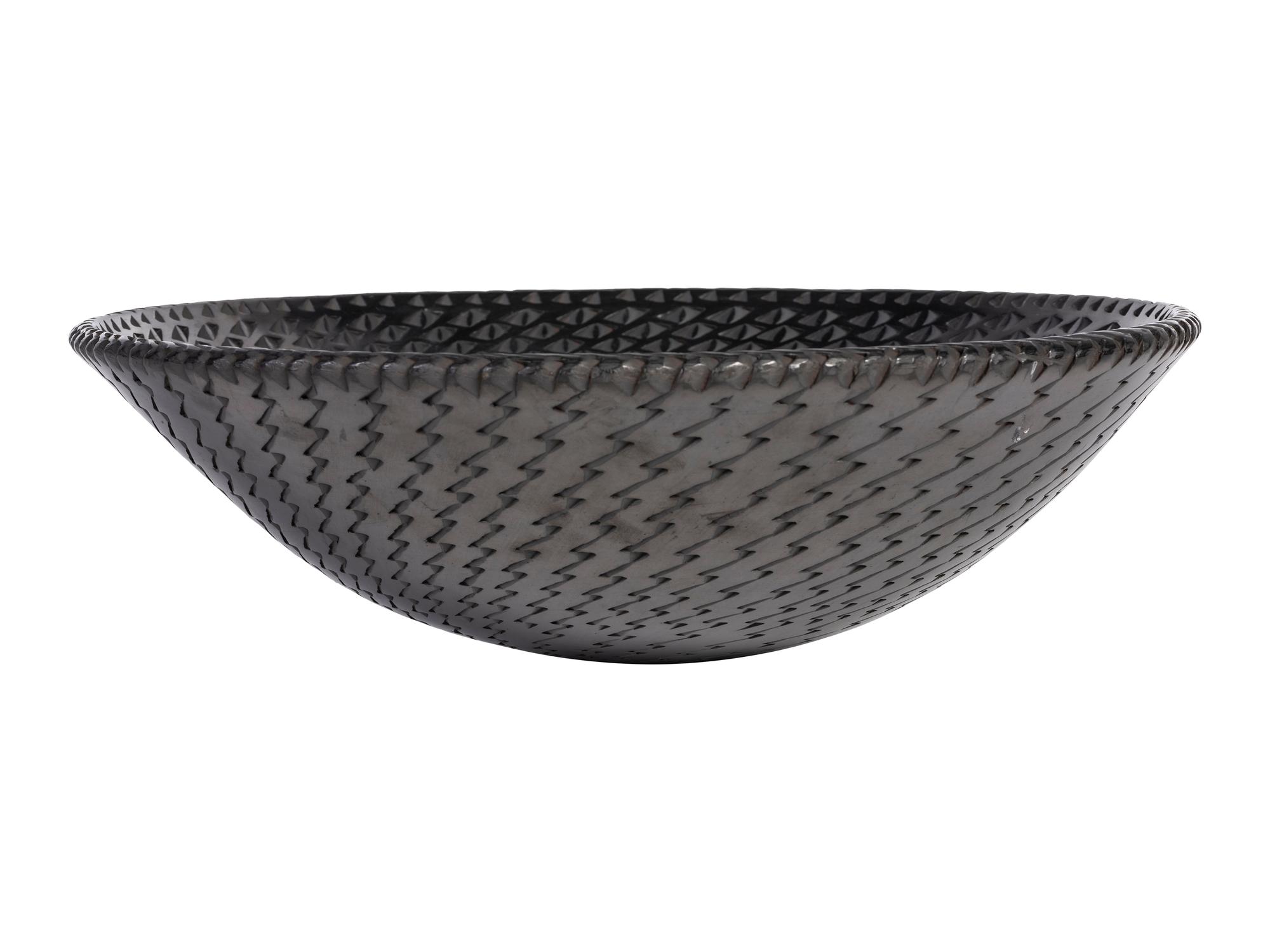 Blackware Pottery Bowl, with Gunmetal Finish