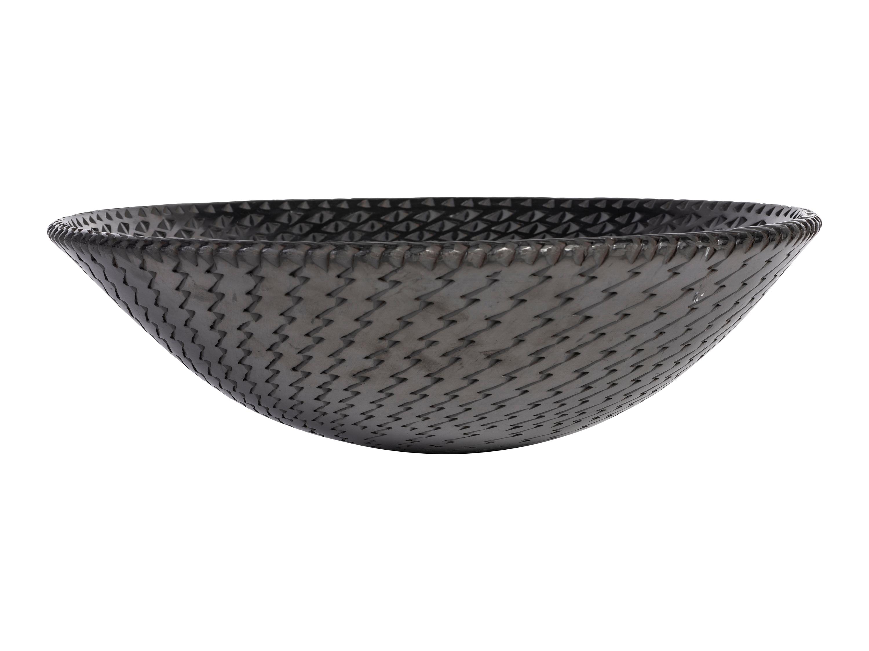 Blackware Pottery Bowl, with Gunmetal Finish