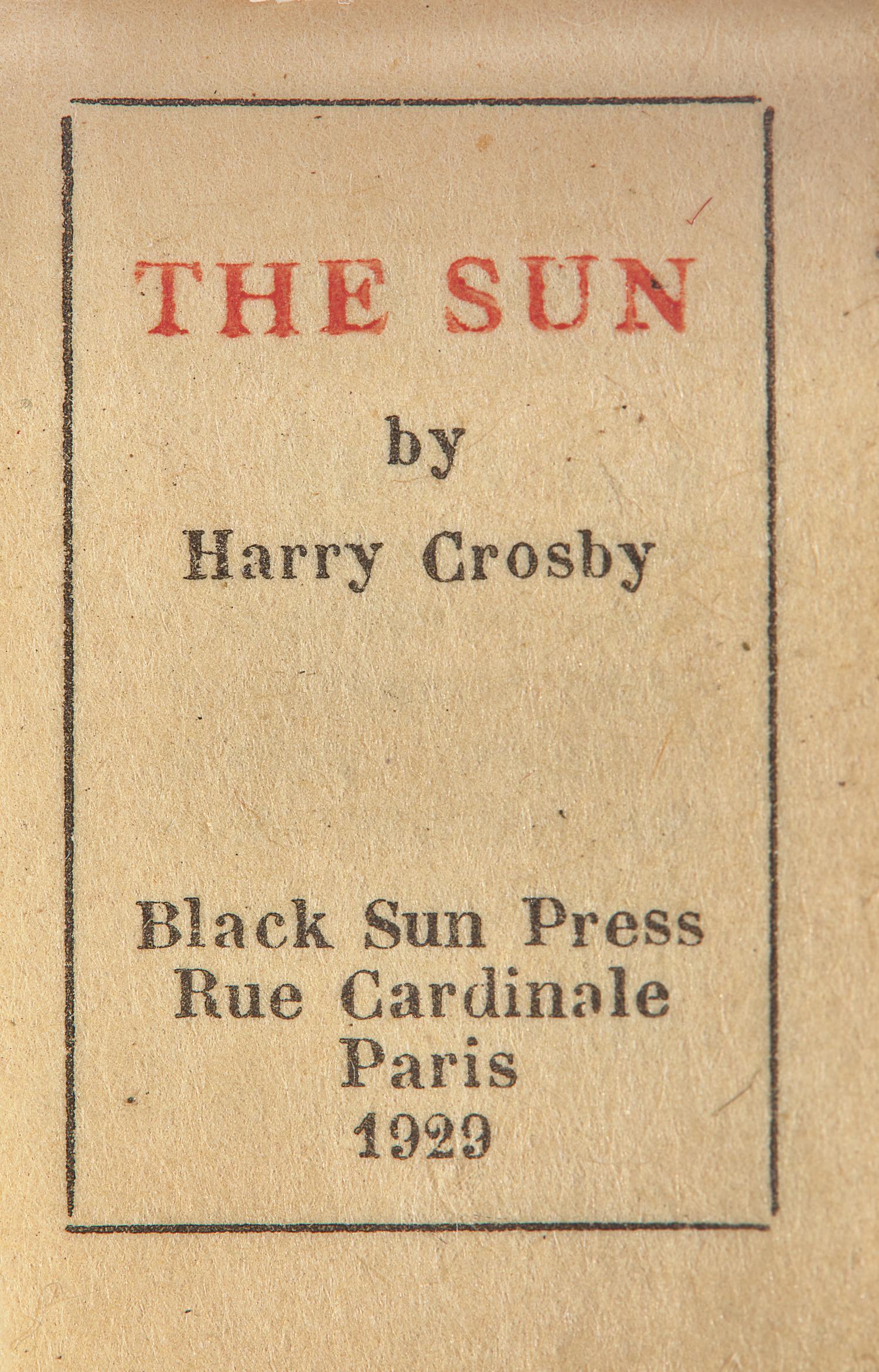 [Black Sun Press] Crosby, Harry. The Sun