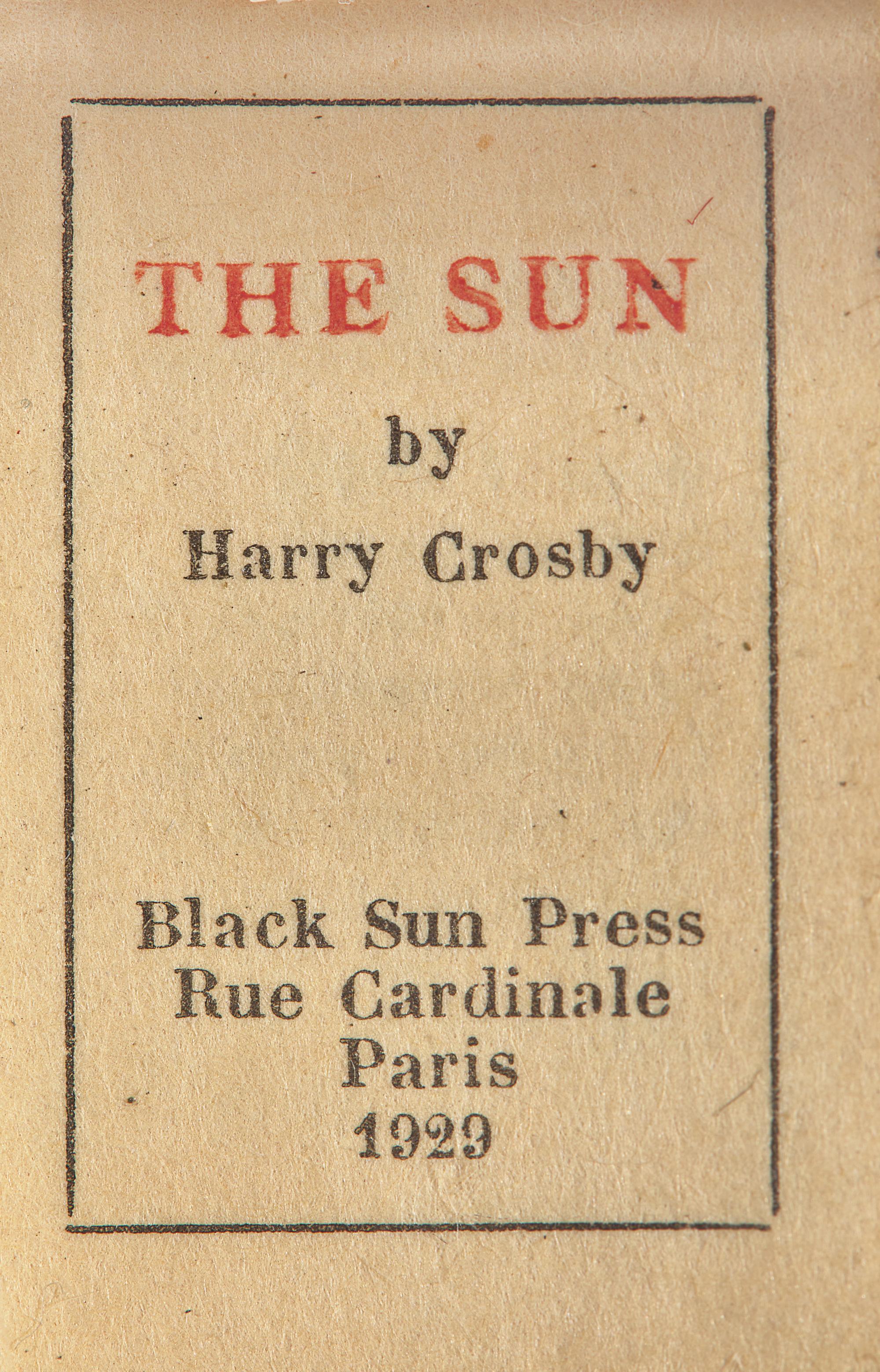 [Black Sun Press] Crosby, Harry. The Sun
