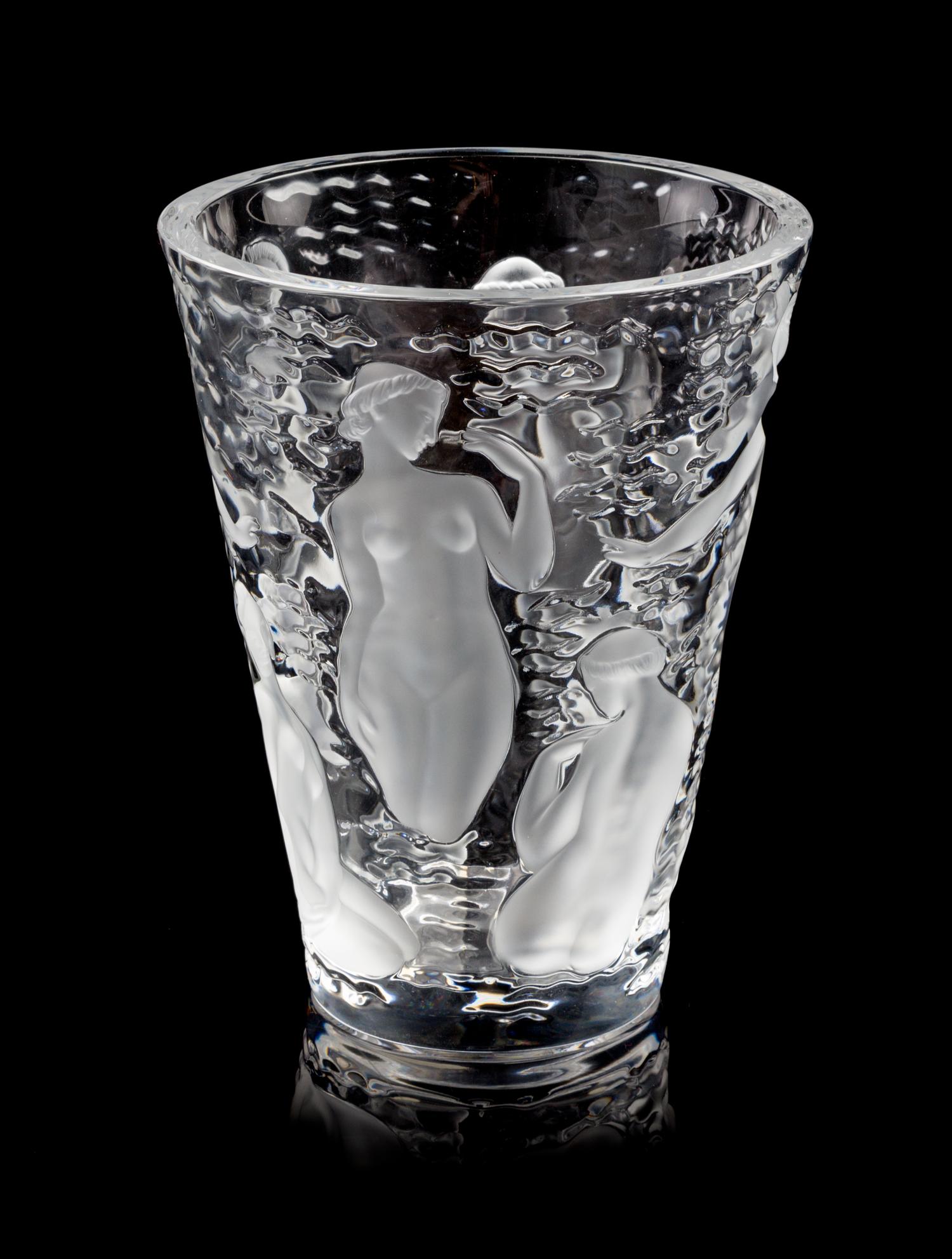 Lalique, , an Ondines pattern frosted and clear glass vase