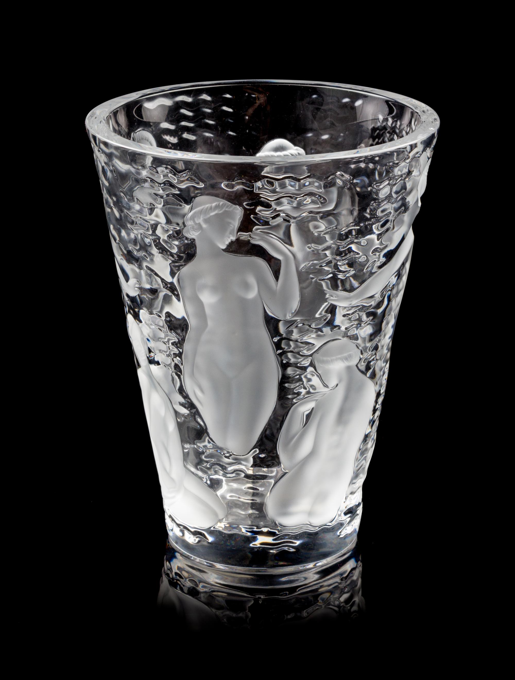 Lalique, , an Ondines pattern frosted and clear glass vase