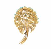 TURQUOISE AND DIAMOND BOUQUET BROOCH