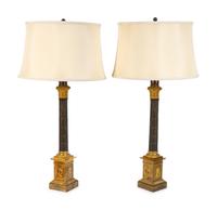 A Pair of Charles X Gilt and Patinated Bronze Candelabra Bases