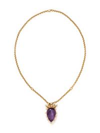 ANTIQUE, AMETHYST AND SEED PEARL PENDANT/NECKLACE