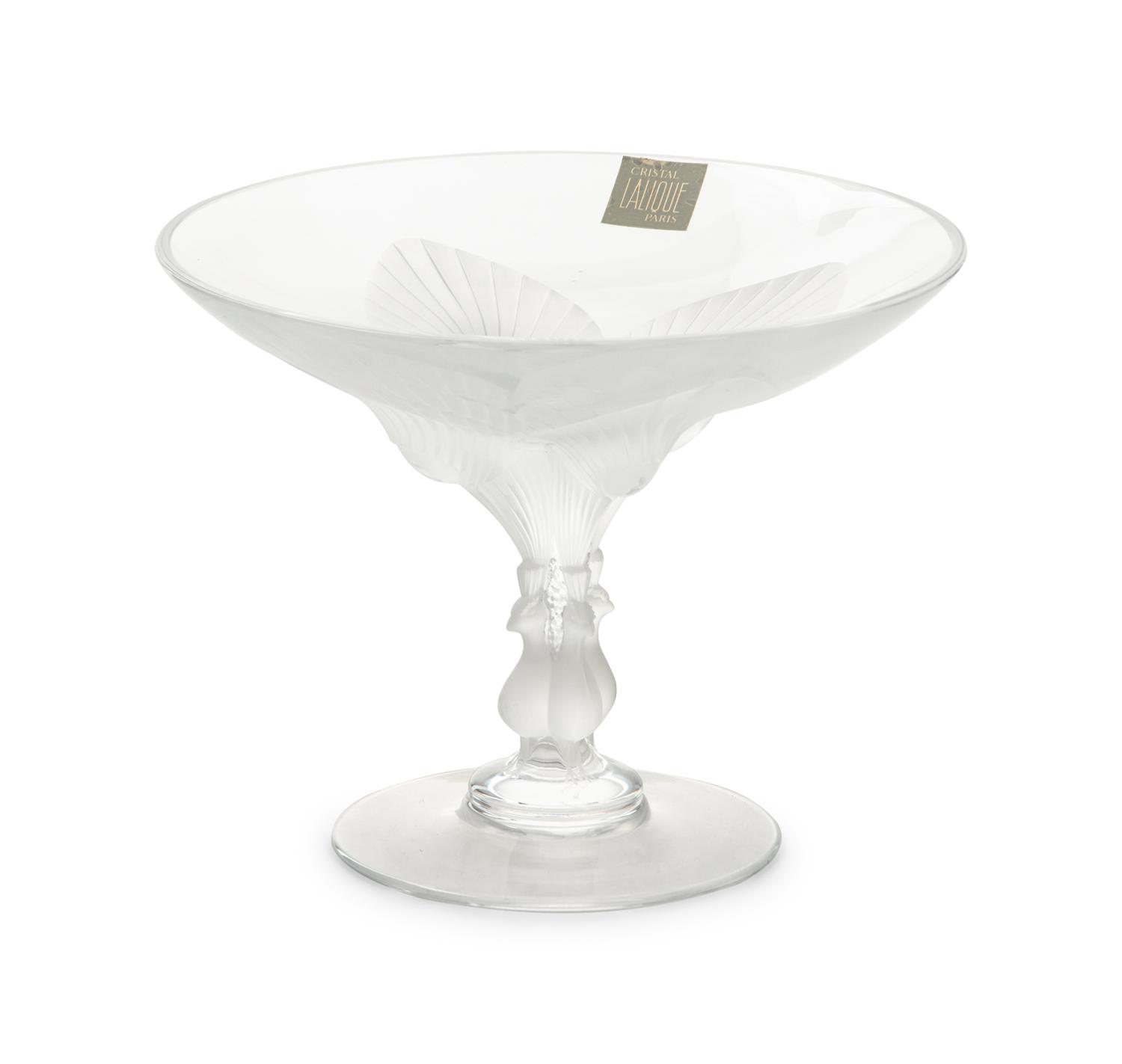 A Lalique Virginia Peacock Compote