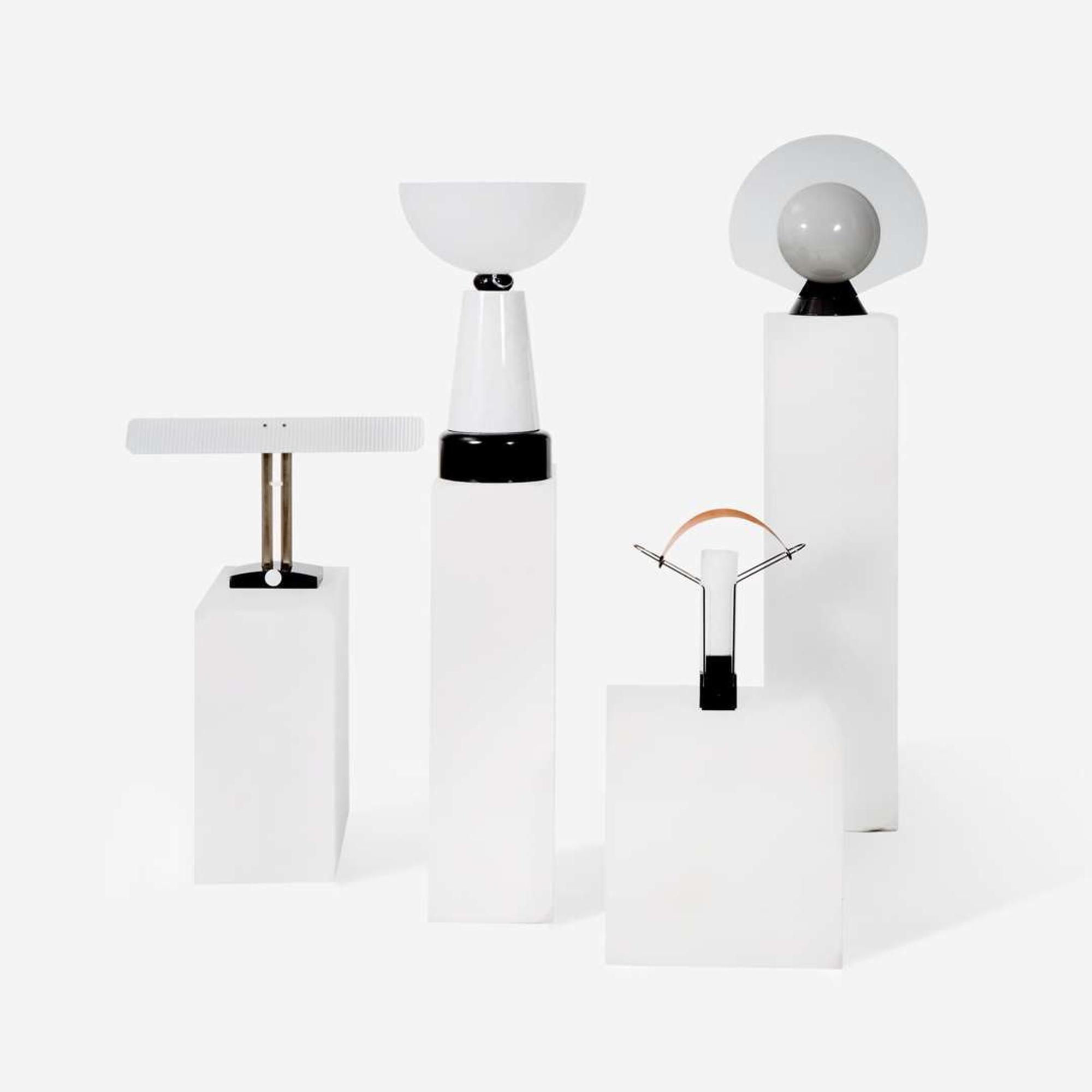 Tobia Scarpa (Italian, b. 1935), Pier Giuseppe Ramella (Italian, 20th c.), Perry A. King (British, b. 1938), Santiago Mirando (Italian, 20th c.), etc. Group of Four Table Lamps, Italy, circa 1980s
