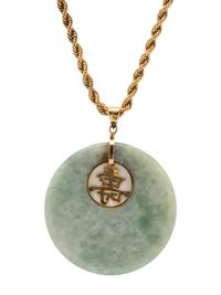YELLOW GOLD AND JADE PENDANT NECKLACE