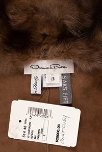 Oscar de la Renta Printed Lamb Fur Coat Trimmed with Sable