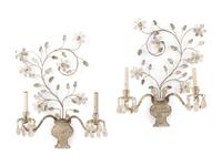 A Pair of Rock Crystal Sconces in the Style of Maison Baguès