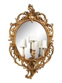 A Pair of Louis XV Style Giltwood Girandole Mirrors
