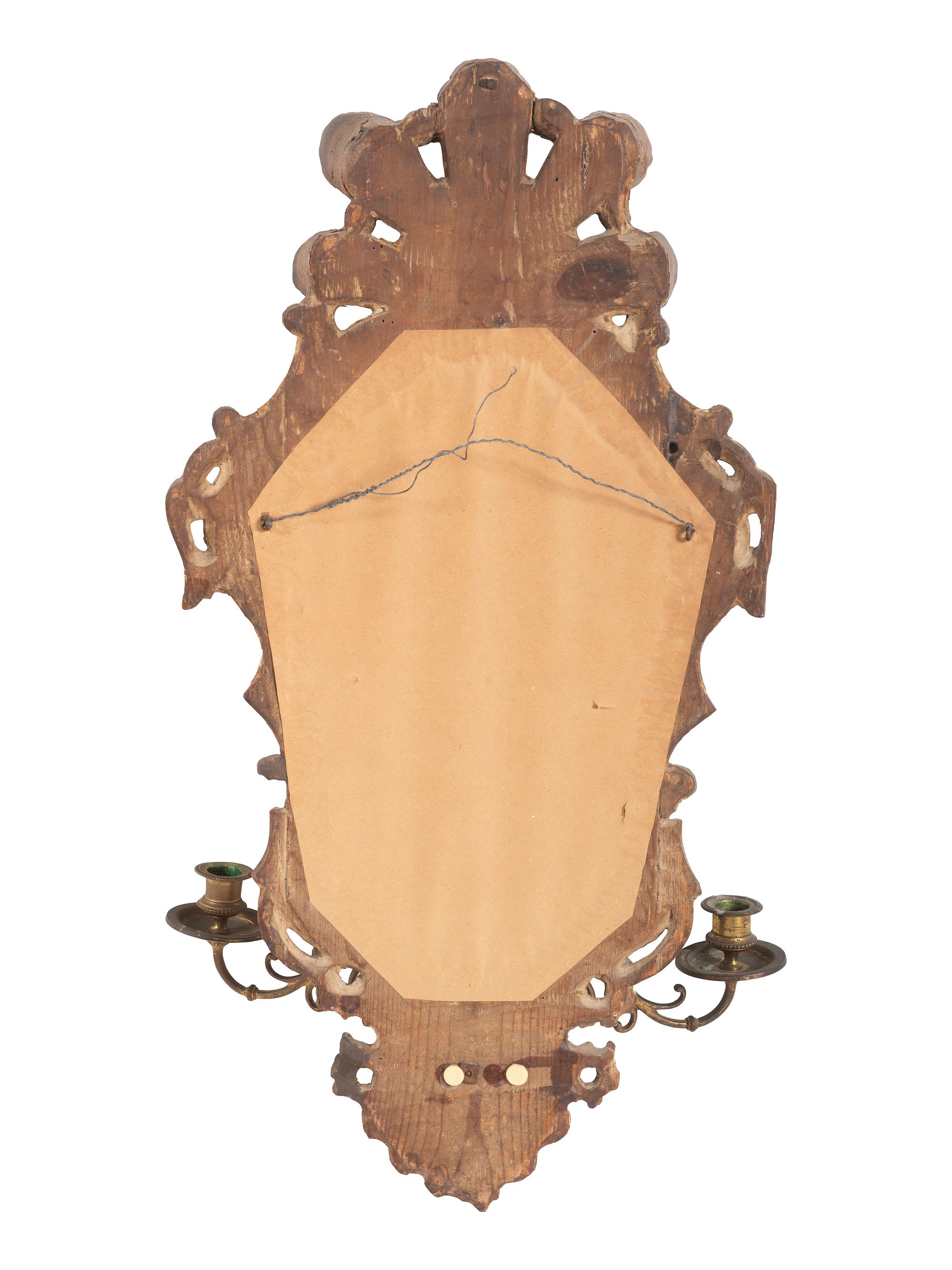 A Pair of Rococo Style Giltwood Girandole Mirrors