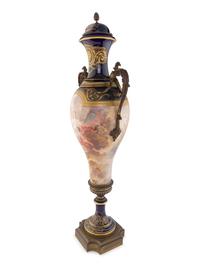 A Monumental Sèvres Style Gilt Bronze Mounted Porcelain Palace Vase