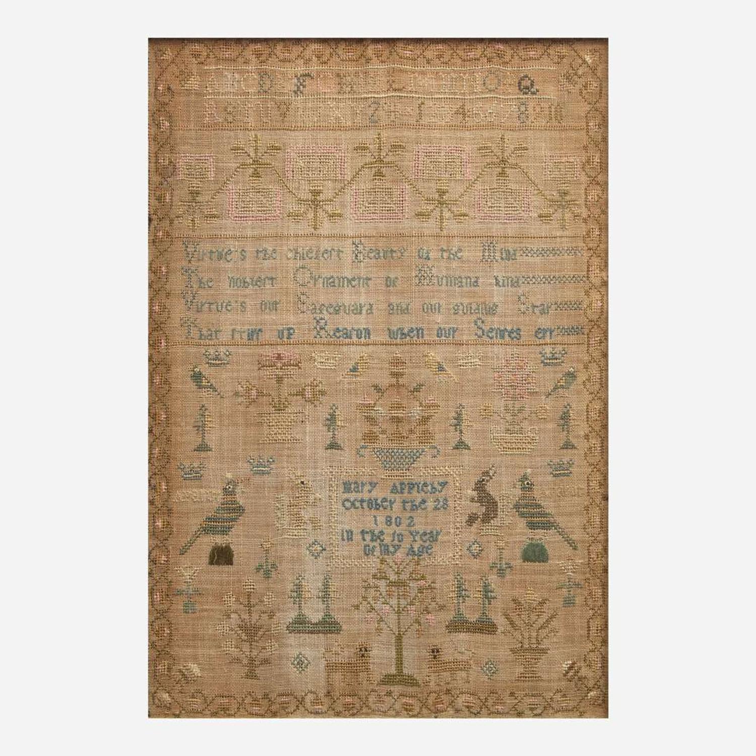 A group of four English needlework samplers early 19th century