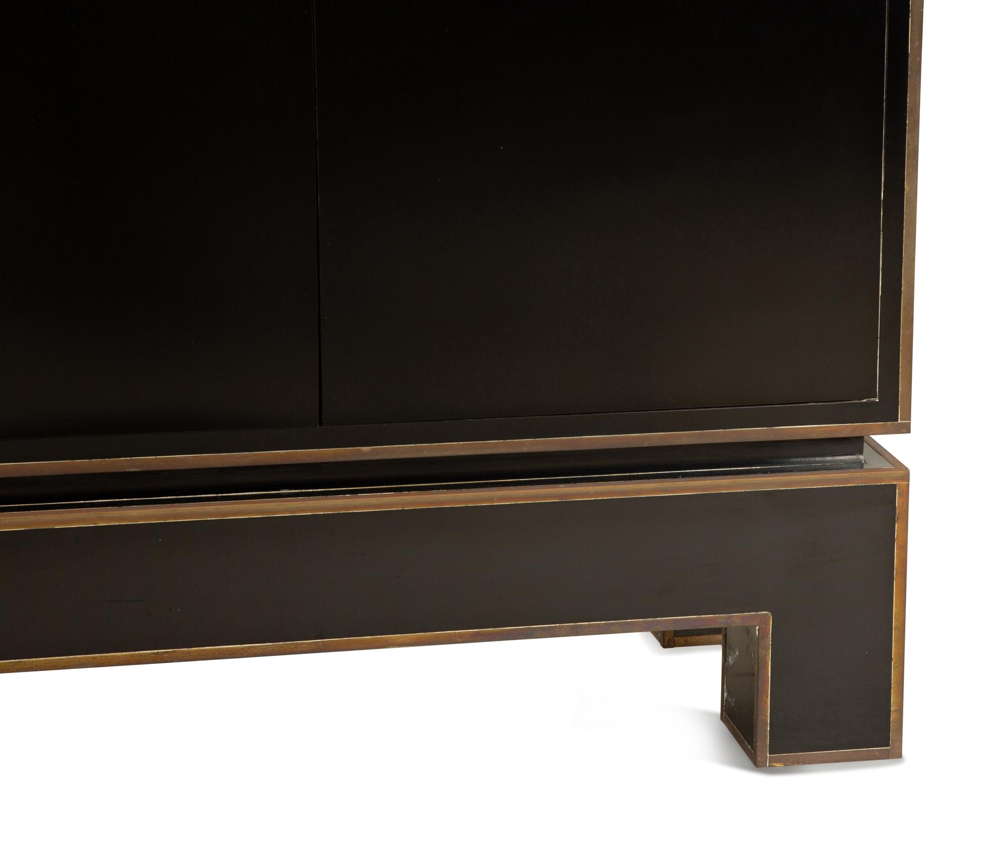 A Black Formica and Brass Sideboard in the Manner of James Mont — Last-Quarter, 20th Century