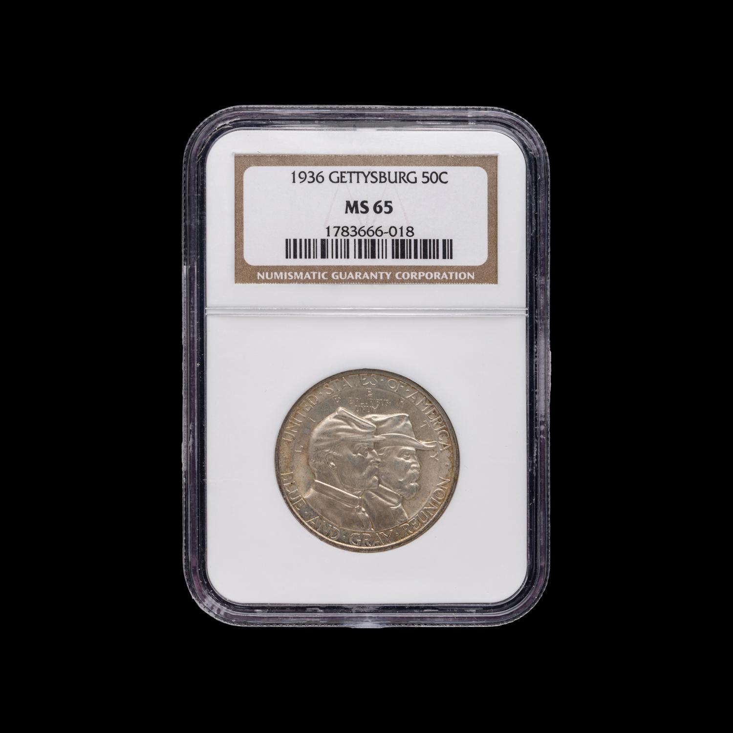 A 1936 Gettysburg Commemorative 50c Coin [NGC MS65]