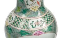 A Pair of Chinese Famille Verte Porcelain Vases