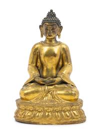 A Large Tibetan Gilt Bronze Figure of Seated Buddha