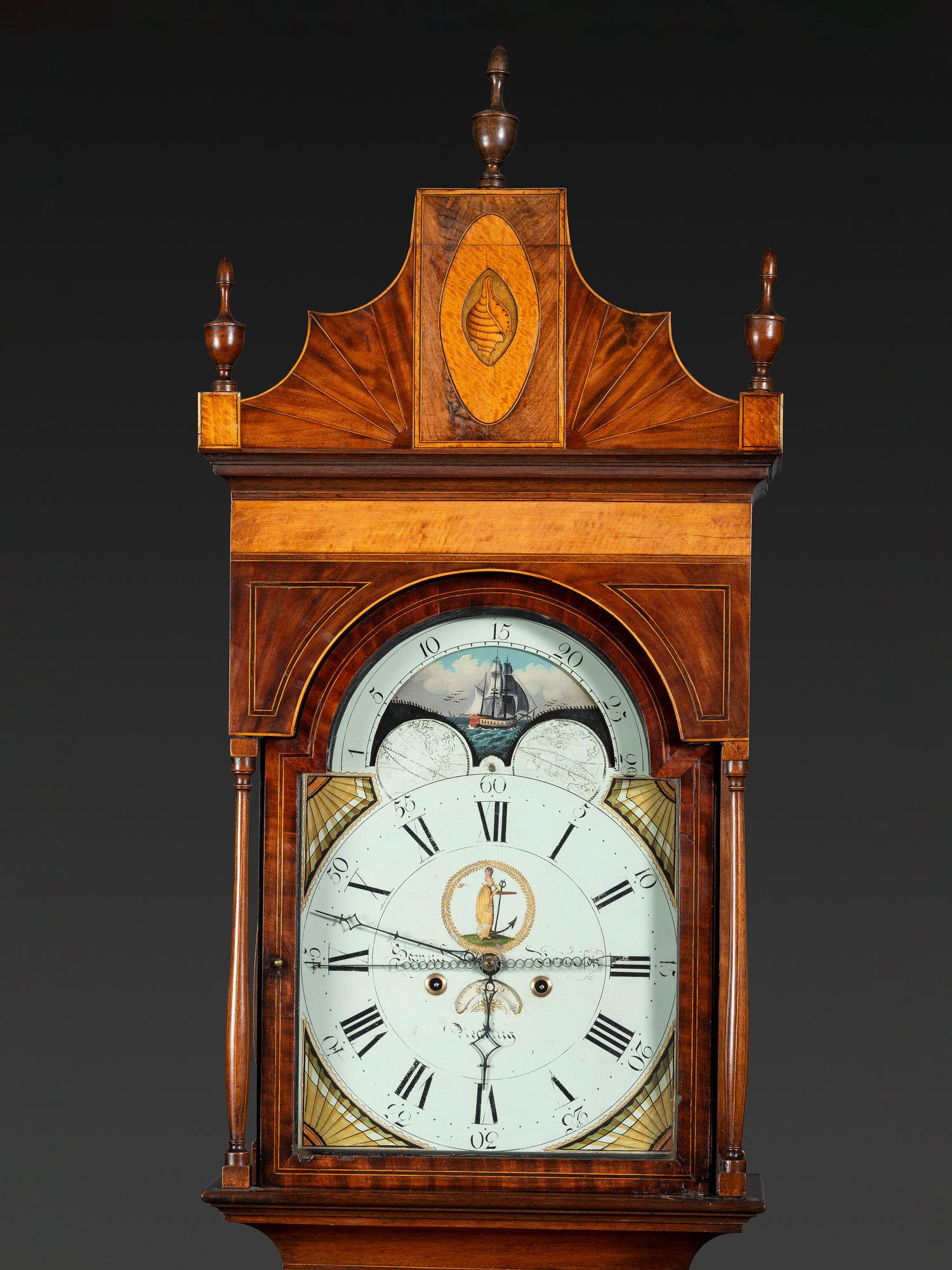 A Federal Inlaid Mahogany Tall Case Clock