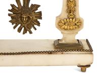 A Neoclassical White Marble and Gilt Bronze Portico Clock