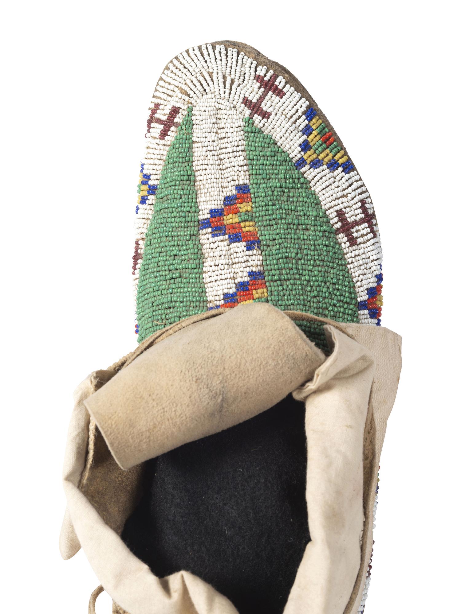Sioux Beaded Hide Moccasins, with Horse Tracks