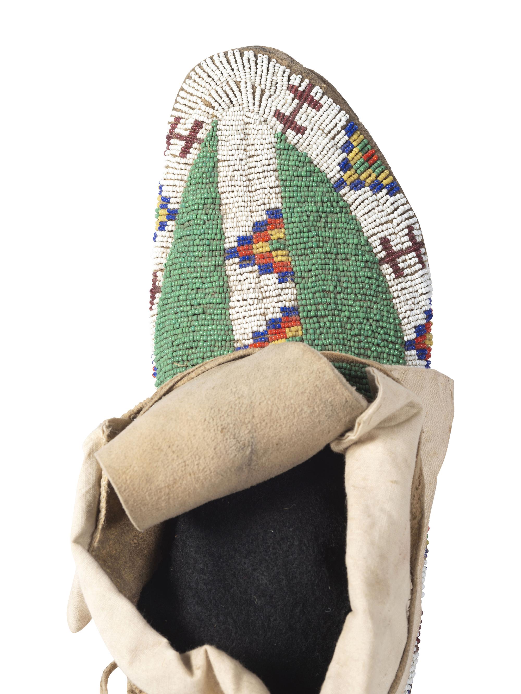 Sioux Beaded Hide Moccasins, with Horse Tracks