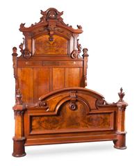 A Victorian Burlwood Bed Height approximately 96 inches.
