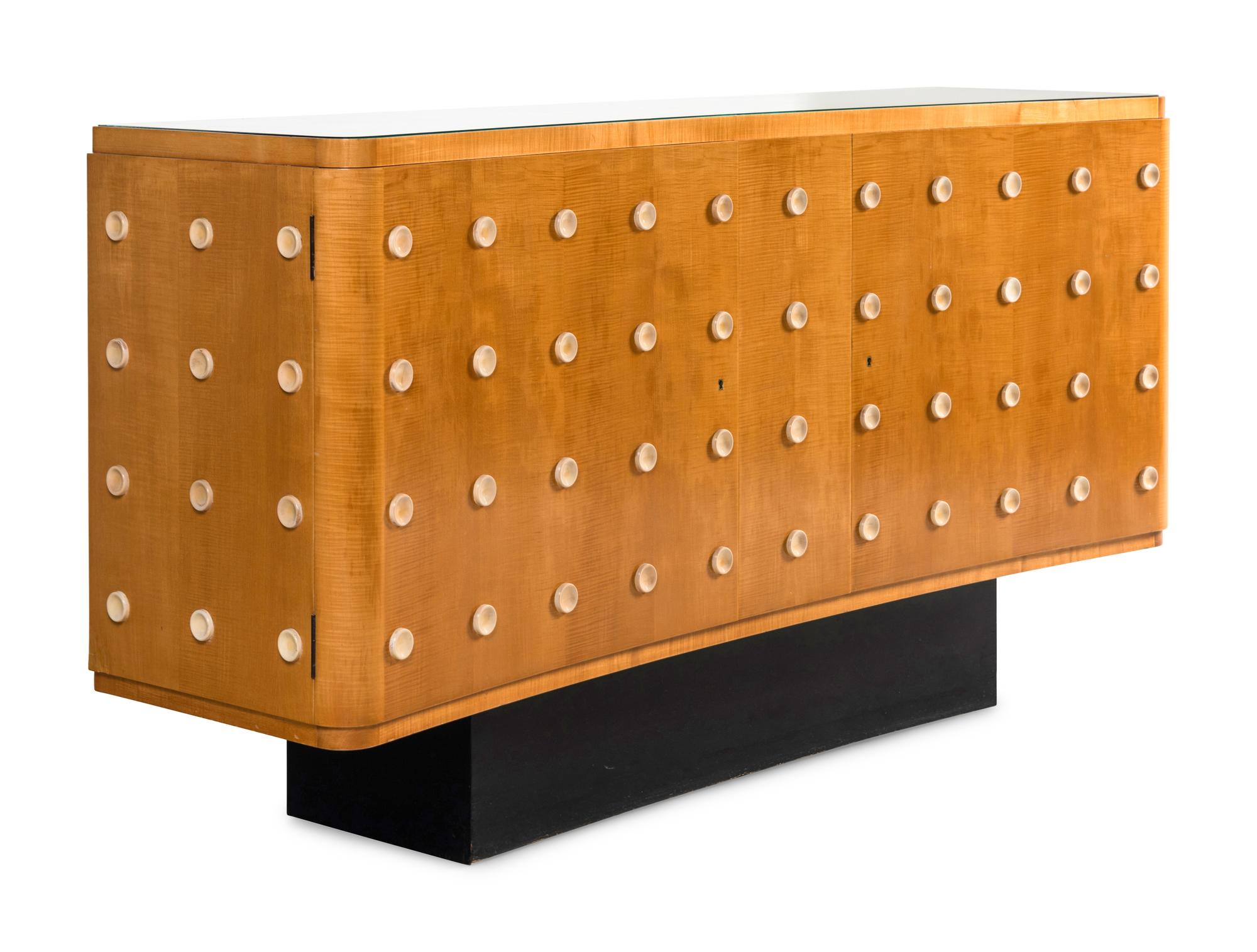 Satinwood Cabinet with Painted Roundels, c. 1955 France