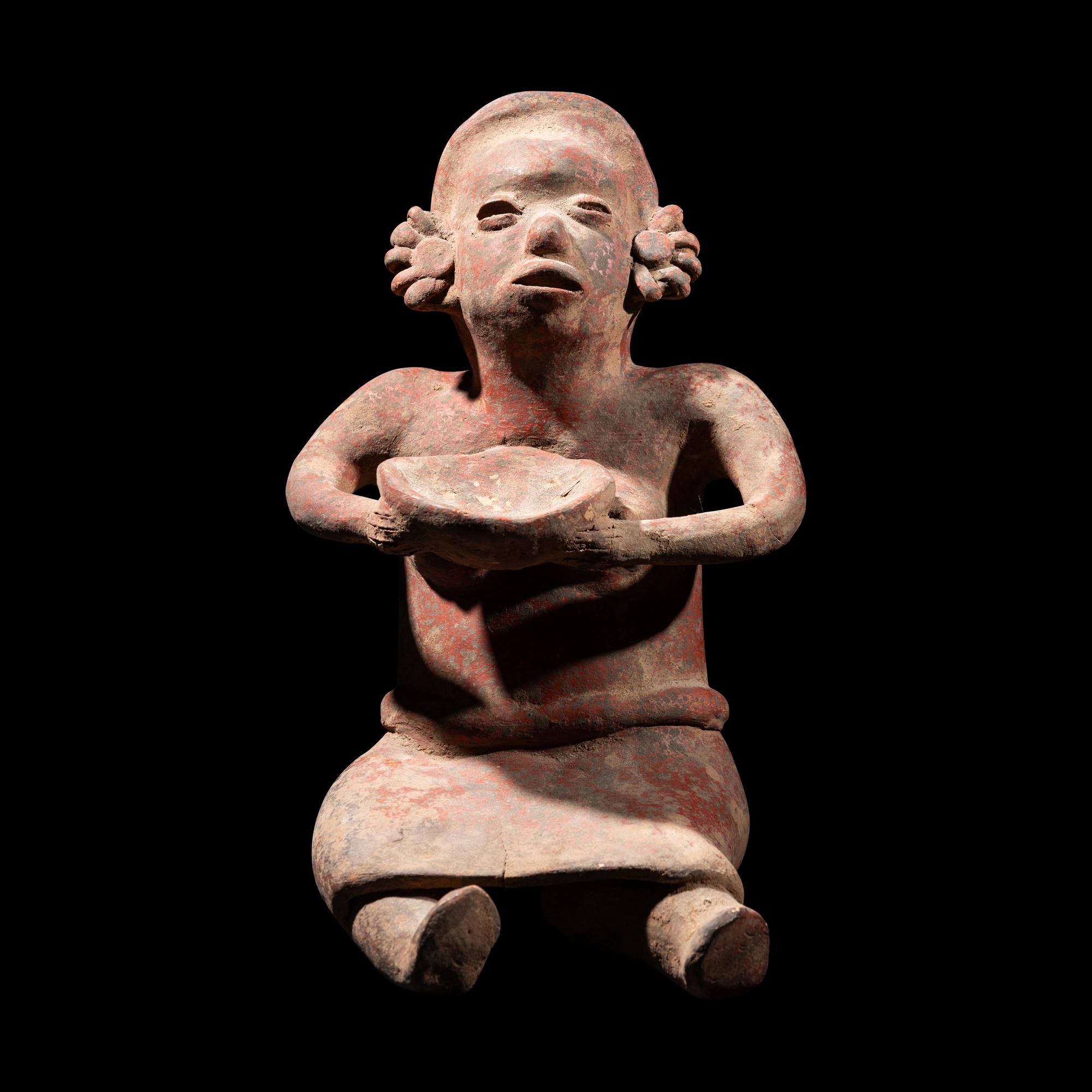 Four Colima Female Figures, Two Akan Wood Spears, and a Wood Comb