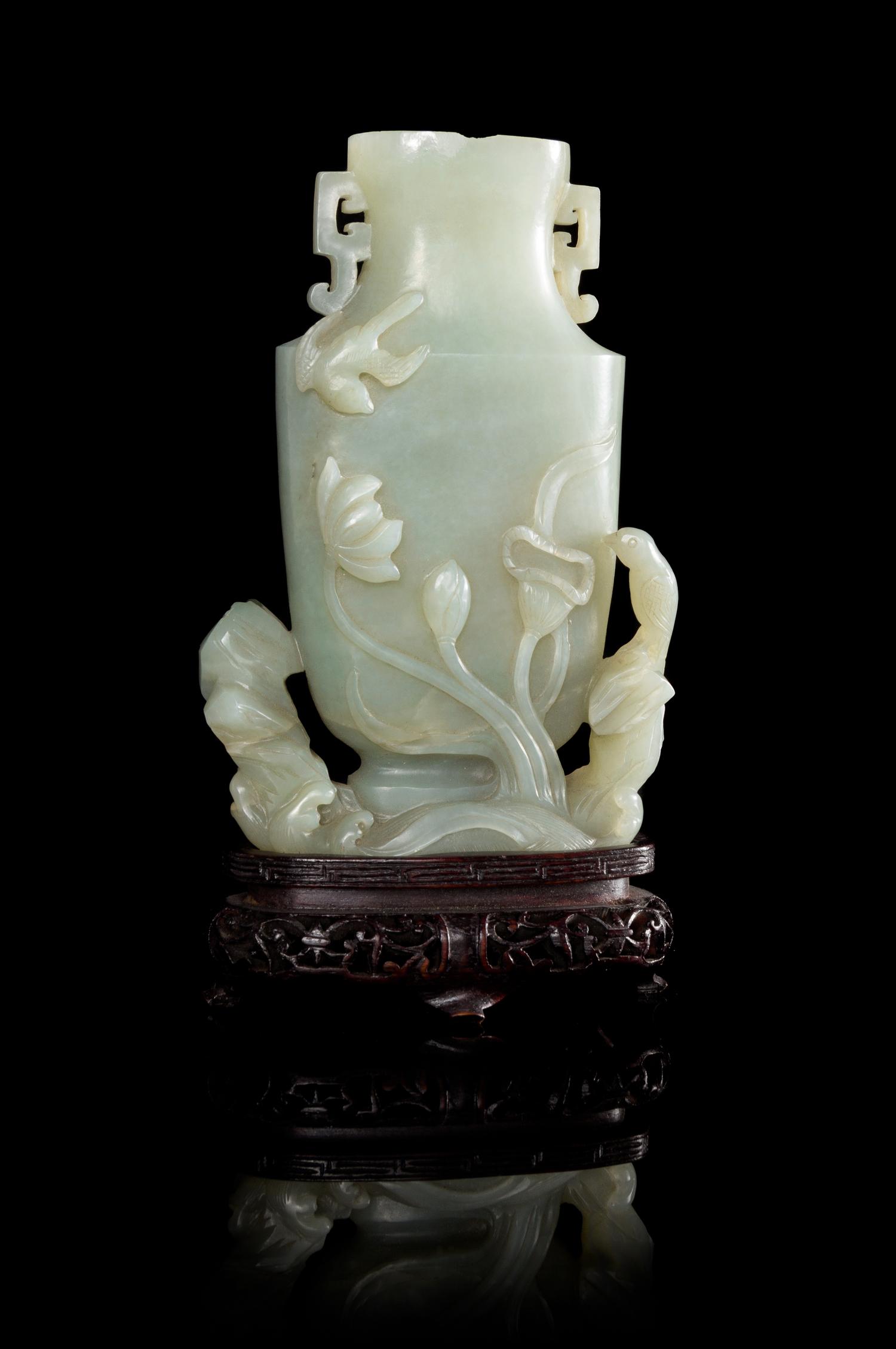 A Celadon Jade Vase Height 5 7/8 inches. — 18TH/19TH CENTURY