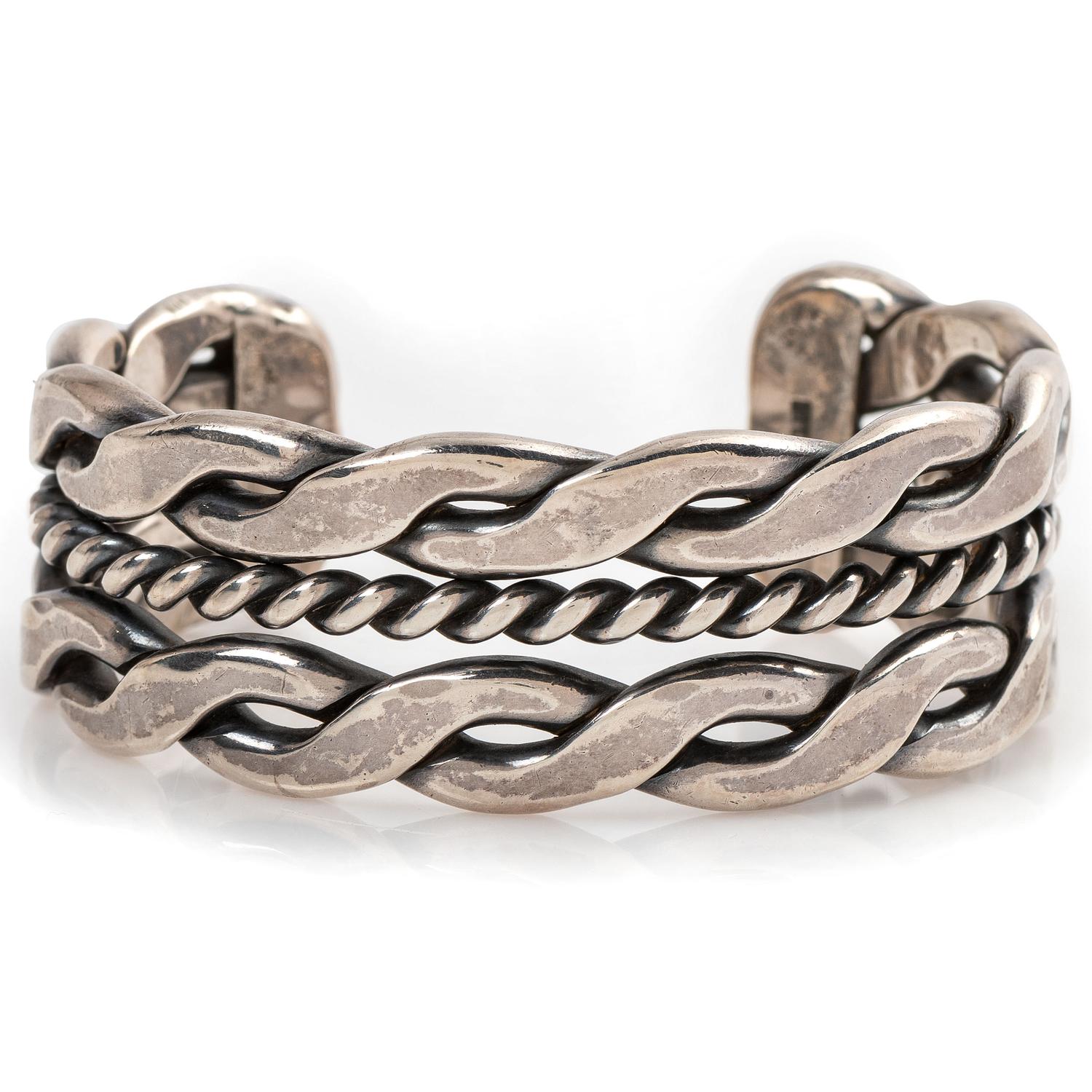 Navajo Silver Twisted Wire Cuff Bracelet