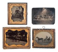 [EARLY PHOTOGRAPHY]. 8 tintypes featuring subjects with different modes of transportation.