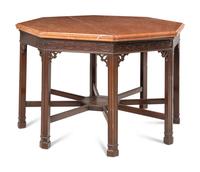 A George III Style Mahogany Marble-Top Octagonal Center Table