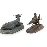 A Bronze Steer by Rosa Bonheur and Bronze Doves by Jules Moigniez