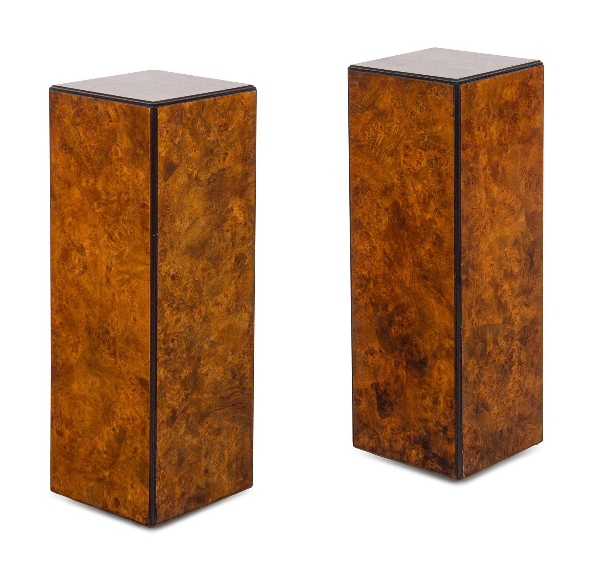 A Pair of Modernist Olivewood Pedestals
